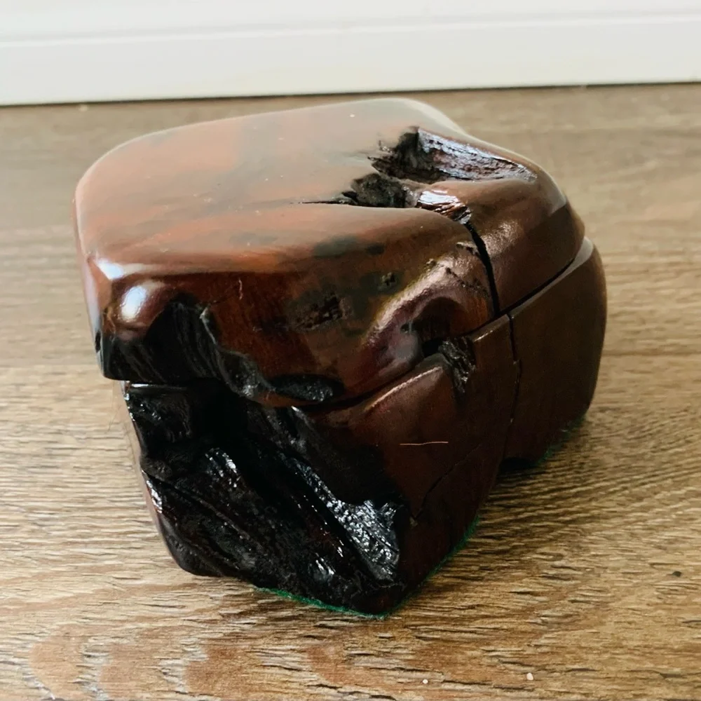 Vintage Wooden Ring Box Red Wood Rustinc Box Handmade